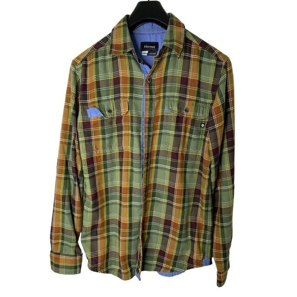Marmot button front flannel long sleeve shirt men’s size small - Picture 1 of 7